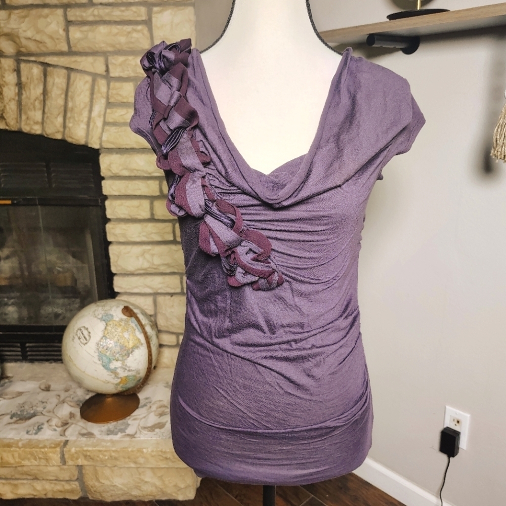 Deletta Lavender Top with Ruffle Detail